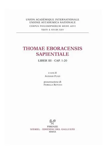 Thomae Eboracensis Sapientiale, Liber III, cap. 1-20. Ediz. italiana e latina Promozione Esclusiva