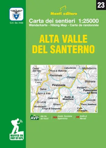Offerta Lampo Alta valle del Santerno. Comune di Firenzuola. Carta dei sentieri 1 25.000. Ediz. italiana, inglese, francese e tedesca