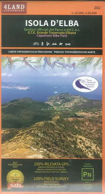 Isola d‘Elba. Sentieri ufficiali del Parco e del CAI. G.T.E. Grande Traversata Elbana. Capoliveri bike park 1 25.000. Ediz. italiana, inglese e tedesca Reso Gratuito