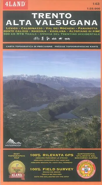 Trento Alta Valsugana. Levico, Caldonazzo, Val dei Mocheni, Panarotta,... 500 km MTB trails, Ippovia del Trentino occidentale. Carta topografica di precisione 1 25.000 n. 143 Ultimissimo Modello
