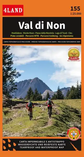 Promozione Esclusiva Val di Non. Carta topografica impermeabile 1 25.000 n. 155. Maddalene-Monte Roen-Passo della Mendola-Lago di Tovel-Cles