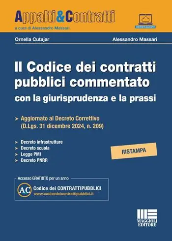 Acquista Ora Il codice dei contratti pubblici commentato con la giurisprudenza e la prassi. Aggiornato al Decreto Correttivo (D.Lgs. 31 dicembre 2024, n. 209). Decreto infrastrutture. Decreto scuola. Legge PMI. Decreto PNRR. Con Contenuto digitale per accesso online