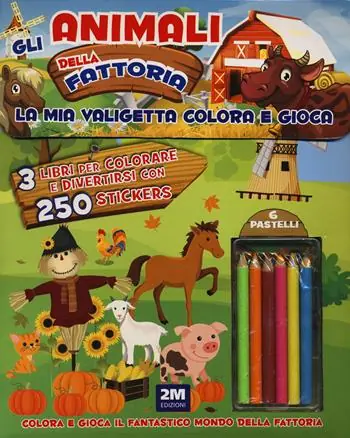 Professionale Gli animali della fattoria. La mia valigetta colora e gioca. Con adesivi. Ediz. a colori. Con pastelli