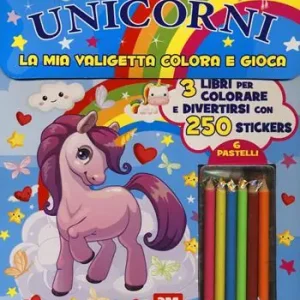 Unicorni. La mia valigetta colora e gioca. Con adesivi. Ediz. a colori. Con 6 pastelli Occasione Imperdibile