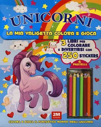Unicorni. La mia valigetta colora e gioca. Con adesivi. Ediz. a colori. Con 6 pastelli Occasione Imperdibile