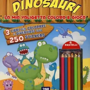 Prezzo Ridotto Dinosauri. La mia valigetta colora e gioca. Con adesivi. Ediz. a colori. Con pastelli