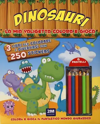 Prezzo Ridotto Dinosauri. La mia valigetta colora e gioca. Con adesivi. Ediz. a colori. Con pastelli