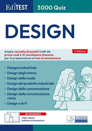 Editest 3000 quiz Design. Ampia raccolta di quesiti tratti da prove reali e 10 simulazioni d‘esame per la preparazione ai test di ammissione. Con software di simulazione Saldi