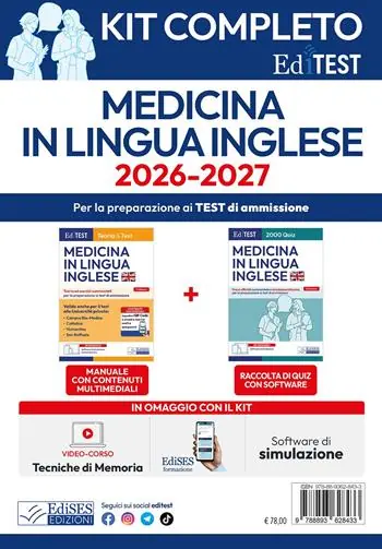 Di Tendenza Kit completo EdiTEST Medicina in lingua inglese. Con espansione online. Con software di simulazione