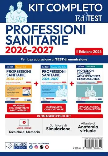 Spedizione Espresso EdiTest. Kit test professioni sanitarie completo. 2ª edizione 2026. Con software di simulazione