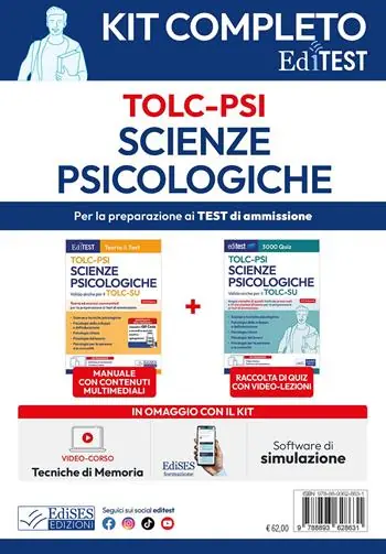 EdiTEST. Kit completo scienze psicologiche. Con software di simulazione. Con video-corso Nuovo Arrivo