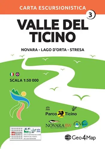 Professionale 03 carta escursionistica Valle del Ticino. Scala 1 50.000. Ediz. italiana, inglese, tedesca e francese. Novara, Lago d‘Orta, Stresa. Vol. 3 Novara, Lago d‘Orta, Stresa