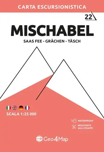 Esclusivo 22 carta escursionistica Alpi del Mischabel (Saas Fee Grächen). Carta escursionistica 1 25.000. Ediz. multilingue