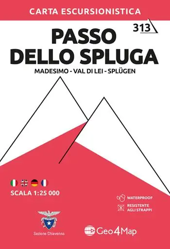 313 Passo dello Spluga. Madesimo-Val di Lei-Splügen. Carta escursionistica 1 25.000. Ediz. multilingue Bestseller