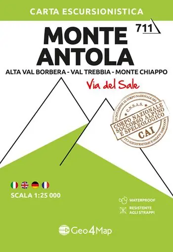 711 Monte Antola. Alta Val Borbera-Val Trebbia-Monte Chiappo (Via del Sale). Carta escursionistica 1 25.000. Ediz. multilingue Scelto Dai Clienti