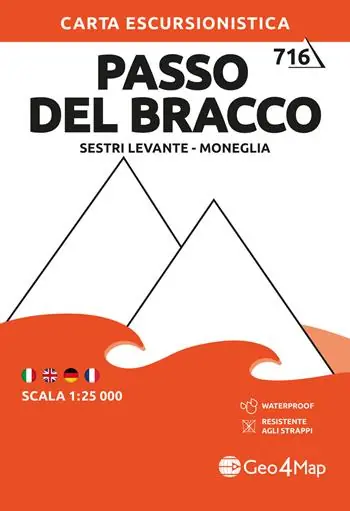 716 Passo del Bracco - Sestri Levante - Moneglia. Carta escursionistica 1 25.000. Ediz. multilingue Offerta Del Giorno