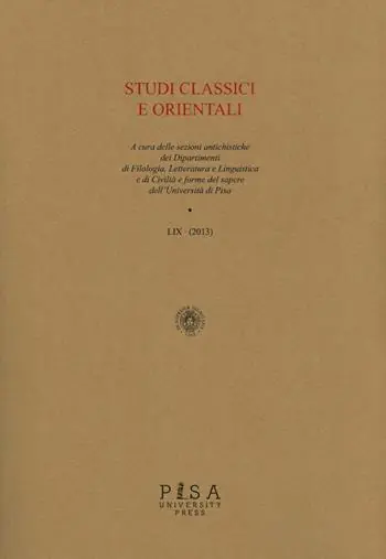 Esclusivo Studi classici e orientali (2013). Vol. 59
