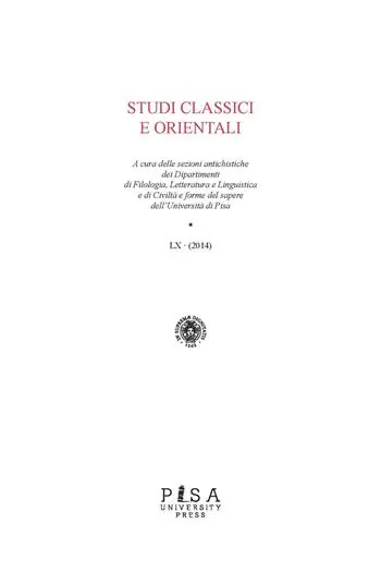 Studi classici e orientali (2014). Vol. 60 Ordina Subito