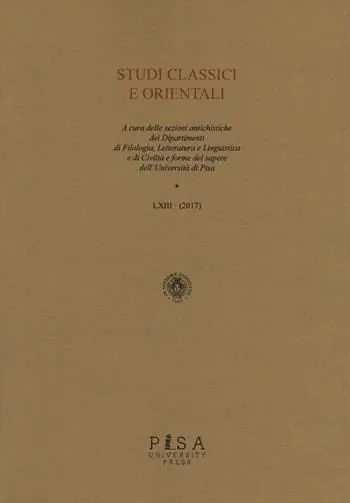 Studi classici e orientali (2017). Vol. 63 Prezzo Scontato